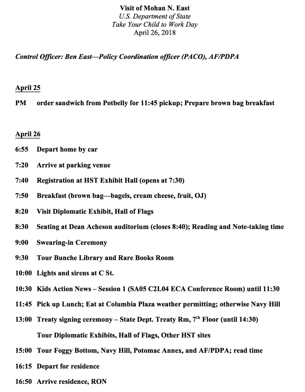 Take Your Child to Work&nbsp;Day